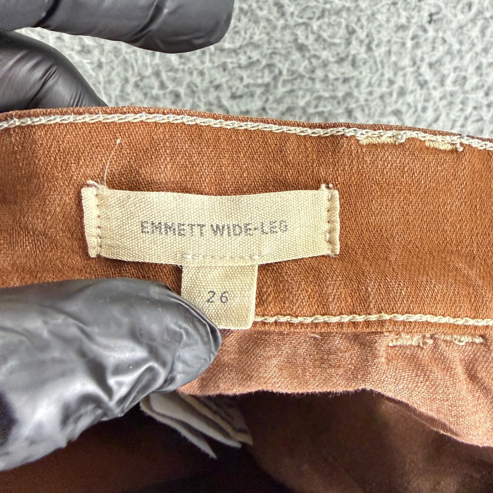Madewell Emmett Wide-Leg Pants Women 26 Brown Contrast Stitch High Rise Crop - Picture 12 of 15